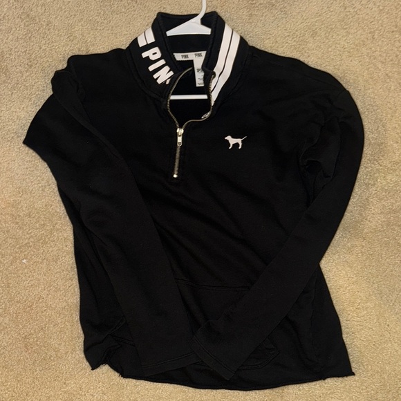 PINK Victoria's Secret Sweaters - PINK Victoria's Secret Black Quarter-Zip Pullover